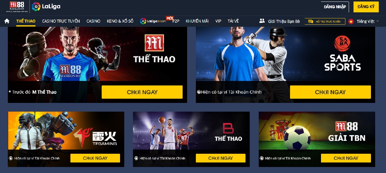 Các dịch vụ cá cược tại nhà cái M88
