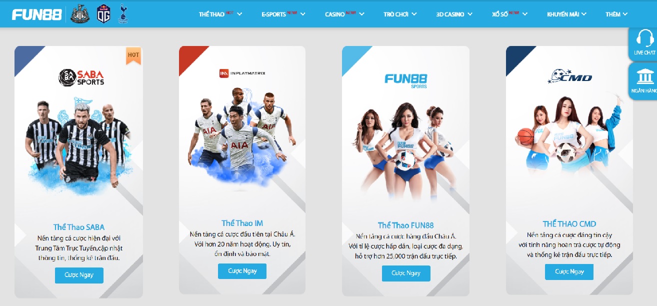 Các dịch vụ Fun88 cung cấp