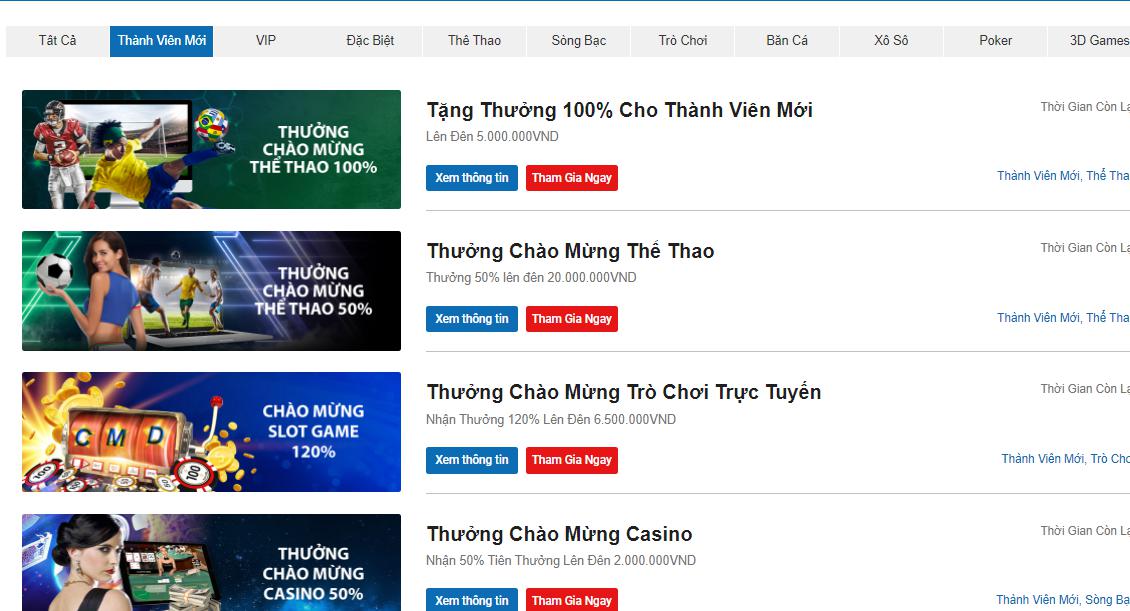 Chương trình khuyến mãi trên CMD368