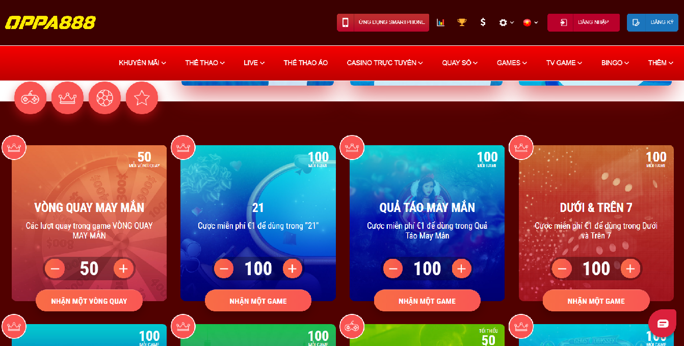 Chương trình khuyến mãi trên Oppa888