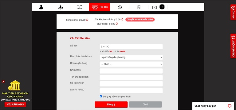 Dịch vụ chăm sóc khách hàng trên BetVision