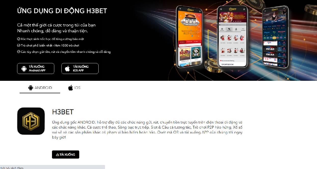 Dịch vụ của nhà cái H3bet