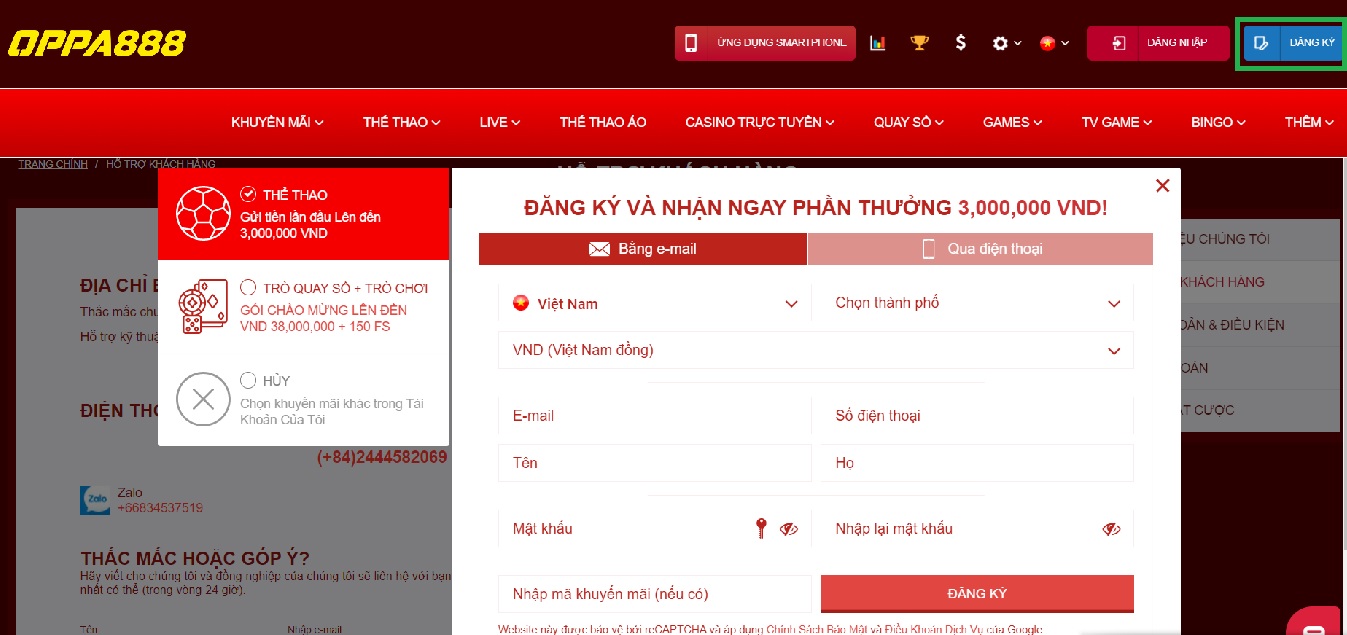 Hướng dẫn đăng ký và đăng nhập tại nhà cái Oppa888