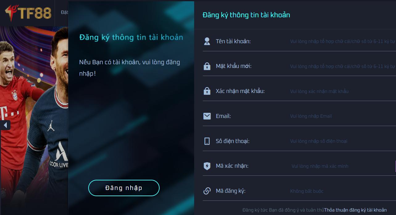 Hướng dẫn đăng ký và đăng nhập tại nhà cái TF88