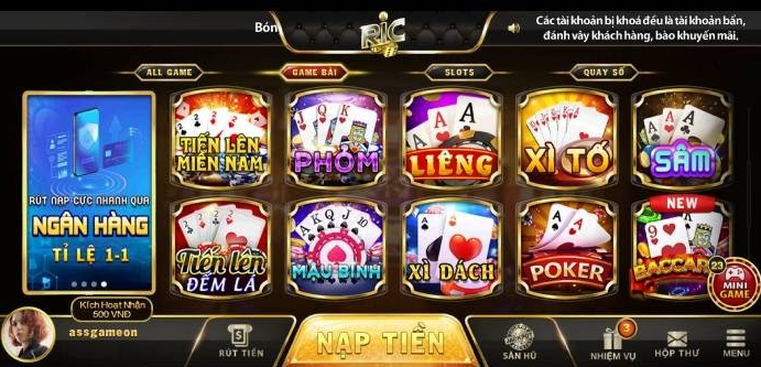 Ric Win - Kho game đa dạng với nhiều trò chơi ấn tượng 